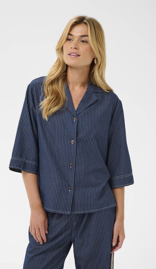 Cream Agate Boxy paitapusero Denim Blue