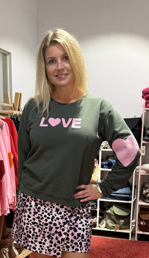 Lulu's Love collegepaita - tummanvihreä LOVE