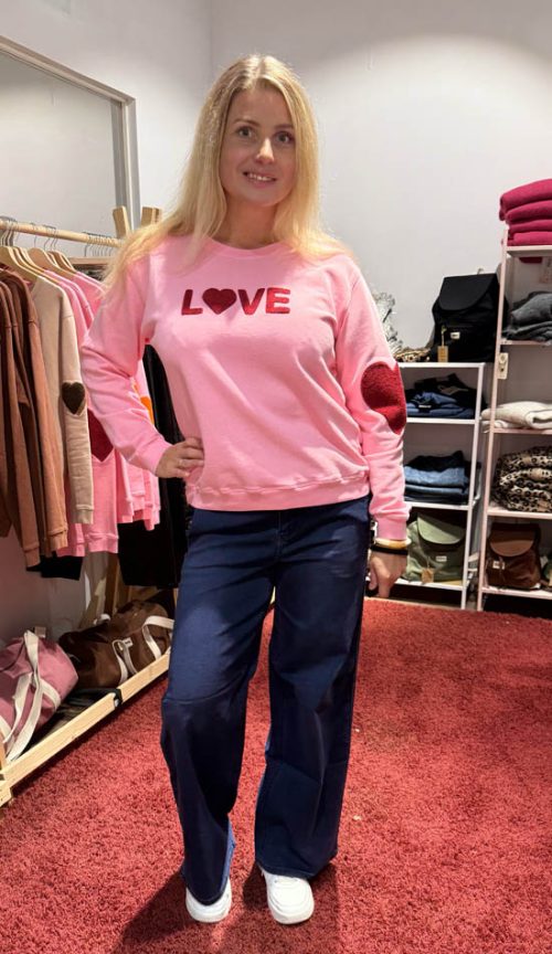 Lulu's Love collegepaita - vaaleanpunainen, punainen LOVE