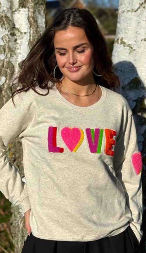 Lulu's Love collegepaita - harmaa meleerattu monivärinen LOVE